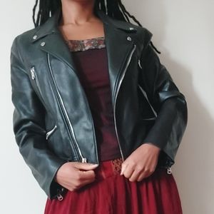 Faux leather biker jacket